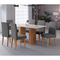 Conjunto Sala de Jantar Lucerna Mesa 160x80cm Tampo Sem Vidro com 6 Cadeiras Venus Mel/Blonde/Cinza- Casa Giulia Conjunto Sala de Jantar Lucerna Mesa 160x80cm Tampo Sem Vidro com 6 Cadeiras Venus Mel/Blonde/Cinza- Casa Giulia