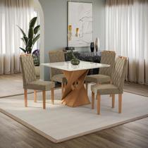 Conjunto Sala De Jantar Luna Kappesberg 4 Cadeiras Veludo Bege Conjunto Sala De Jantar Luna Kappesberg 4 Cadeiras Veludo Bege
