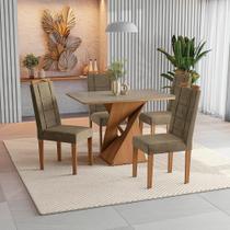 Conjunto Sala De Jantar Luna Kappesberg 4 Cadeiras Veludo Bege
