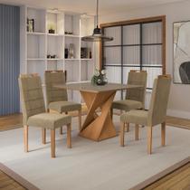 Conjunto Sala De Jantar Luna Kappesberg 4 Cadeiras Veludo Bege