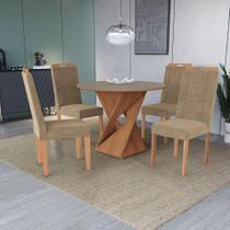 Conjunto Sala De Jantar Luna Kappesberg 4 Cadeiras Veludo Bege