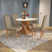 Conjunto Sala De Jantar Luna Kappesberg 4 Cadeiras Veludo Bege