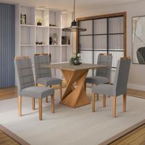 Conjunto Sala de Jantar Luna Kappesberg 4 Cadeiras Veludo Titanio Conjunto Sala de Jantar Luna Kappesberg 4 Cadeiras Veludo Titanio