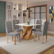 Conjunto Sala de Jantar Luna Kappesberg 4 Cadeiras Veludo Titanio Conjunto Sala de Jantar Luna Kappesberg 4 Cadeiras Veludo Titanio