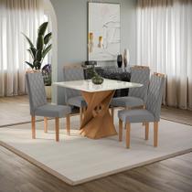 Conjunto Sala De Jantar Luna Kappesberg 4 Cadeiras Veludo Titanio