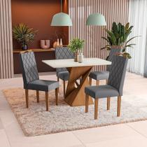 Conjunto Sala De Jantar Luna Kappesberg 4 Cadeiras Veludo Titanio
