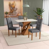 Conjunto Sala De Jantar Luna Kappesberg 4 Cadeiras Veludo Titanio Conjunto Sala De Jantar Luna Kappesberg 4 Cadeiras Veludo Titanio