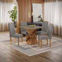 Conjunto Sala De Jantar Luna Kappesberg 4 Cadeiras Veludo Titanio