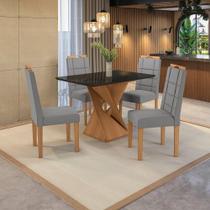 Conjunto Sala De Jantar Luna Kappesberg 4 Cadeiras Veludo Titanio Conjunto Sala De Jantar Luna Kappesberg 4 Cadeiras Veludo Titanio