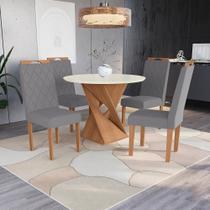 Conjunto Sala De Jantar Luna Kappesberg 4 Cadeiras Veludo Titanio