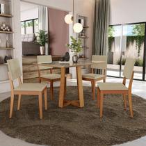 Conjunto Sala De Jantar Madeira Maciça 4 Cadeiras Kappesberg Freijó Boucle Bege