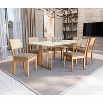 Conjunto Sala De Jantar Madeira Maciça 6 Cadeiras Kappesberg Off White Linho Fendi tela Bege Conjunto Sala De Jantar Madeira Maciça 6 Cadeiras Kappesberg Off White Linho Fendi tela Bege