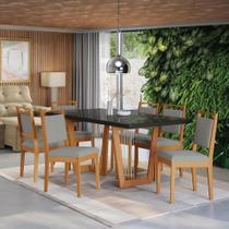 Conjunto Sala De Jantar Madeira Maciça 6 Cadeiras Kappesberg Preto Linho Cinza Conjunto Sala De Jantar Madeira Maciça 6 Cadeiras Kappesberg Preto Linho Cinza
