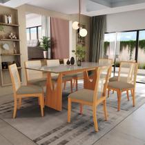 Conjunto Sala De Jantar Madeira Maciça 8 Cadeiras Kappesberg Freijó Bouclé Fendi tela Bege Conjunto Sala De Jantar Madeira Maciça 8 Cadeiras Kappesberg Freijó Bouclé Fendi tela Bege