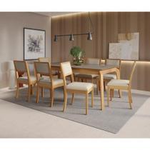 Conjunto Sala De Jantar Madeira Maciça 8 Cadeiras Kappesberg Linho Argila Conjunto Sala De Jantar Madeira Maciça 8 Cadeiras Kappesberg Linho Argila