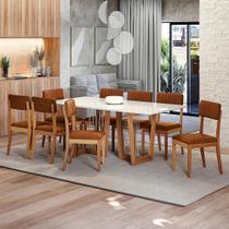 Conjunto Sala De Jantar Madeira Maciça 8 Cadeiras Kappesberg Off White Bouclé Terracota Conjunto Sala De Jantar Madeira Maciça 8 Cadeiras Kappesberg Off White Bouclé Terracota