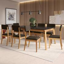 Conjunto Sala De Jantar Madeira Maciça 8 Cadeiras Kappesberg Preto Bouclé Chocolate Conjunto Sala De Jantar Madeira Maciça 8 Cadeiras Kappesberg Preto Bouclé Chocolate