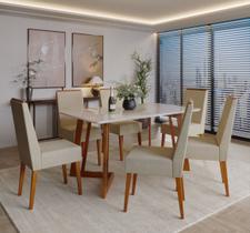 Conjunto Sala De Jantar Madeira Maciça Com Vidro 6 Cadeiras Califórnia