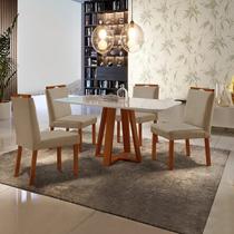 Conjunto Sala de Jantar Madeira Maciça Mesa Floripa 120x80cm Tampo de Vidro Retângular Off White com 4 Cadeiras Pérola Conjunto Sala de Jantar Madeira Maciça Mesa Floripa 120x80cm Tampo de Vidro Retângular Off White com 4 Cadeiras Pérola