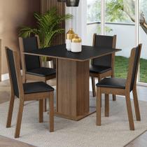 Conjunto Sala de Jantar Madesa Alana Mesa Tampo de Madeira com 4 Cadeiras - Rustic/Preto