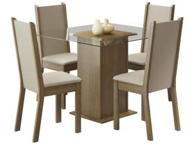 Conjunto Sala De Jantar Madesa Aline Mesa Tampo De Vidro Com 4 Cadeiras
