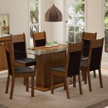 Conjunto Sala de Jantar Madesa Atlanta Mesa Tampo de Vidro com 6 Cadeiras