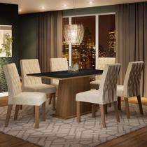 Conjunto Sala de Jantar Madesa Daniela Mesa Tampo de Madeira com 6 Cadeiras