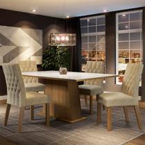 Conjunto Sala de Jantar Madesa Grazi Mesa Tampo de Vidro com 4 Cadeiras