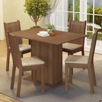 Conjunto Sala de Jantar Madesa Luana Mesa Tampo de Madeira com 4 Cadeiras