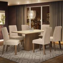 Conjunto Sala de Jantar Madesa Luciana Mesa Tampo de Madeira com 6 Cadeiras - Rustic/Crema/Imperial Conjunto Sala de Jantar Madesa Luciana Mesa Tampo de Madeira com 6 Cadeiras - Rustic/Crema/Imperial