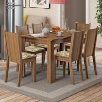 Conjunto Sala de Jantar Madesa Maris Mesa Tampo de Madeira com 6 Cadeiras