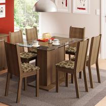 Conjunto Sala de Jantar Madesa Mesa Tampo Vidro - 6 Cadeiras