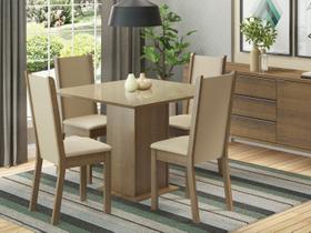 Conjunto Sala de Jantar Madesa Moscou Plus Mesa Tampo de Vidro com 4 Cadeiras - Rustic/Crema/Pérola