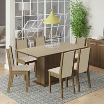 Conjunto Sala de Jantar Madesa Ohana Mesa Tampo de Madeira com 6 Cadeiras Conjunto Sala de Jantar Madesa Ohana Mesa Tampo de Madeira com 6 Cadeiras