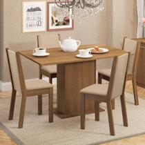 Conjunto Sala De Jantar Madesa Talita Mesa Tampo De Madeira Com 4 Cadeiras Rustic/Crema/Pérola Conjunto Sala De Jantar Madesa Talita Mesa Tampo De Madeira Com 4 Cadeiras Rustic/Crema/Pérola