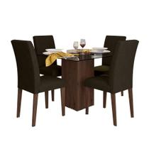 Conjunto Sala De Jantar Malta De Vidro 4 Cadeiras