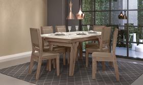 Conjunto sala de jantar marfim 1,56 com 06 cadeiras amên 73b