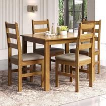 Conjunto Sala de Jantar Mesa 100cm e 4 Cadeiras Estofadas 100% Madeira Maciça Serena Espresso Móveis Conjunto Sala de Jantar Mesa 100cm e 4 Cadeiras Estofadas 100% Madeira Maciça Serena Espresso Móveis