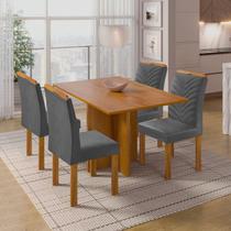 Conjunto Sala de Jantar Mesa 100x79cm Tampo Dakota e 4 Cadeiras Carol Conjunto Sala de Jantar Mesa 100x79cm Tampo Dakota e 4 Cadeiras Carol