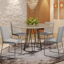Conjunto Sala de Jantar Mesa 110cm Tampo MDF Laqueado/Vidro 4 Cadeiras Dubai Mais Decor