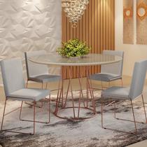Conjunto Sala de Jantar Mesa 110cm Tampo MDF Laqueado/Vidro com 4 Cadeiras Dubai Mais Decor