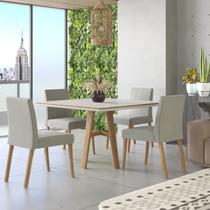 Conjunto Sala de Jantar Mesa 110x110cm Vidro com 4 Cadeiras Ágata Cristal Tradição Móveis