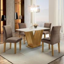 Conjunto Sala de Jantar Mesa 120cm 4 Cadeiras Espanha Cel Móveis