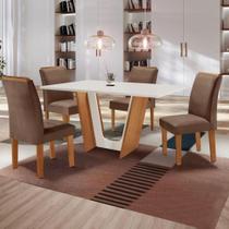 Conjunto Sala de Jantar Mesa 120cm 4 Cadeiras Tampo Dakota Plus Sevilha Cel Móveis