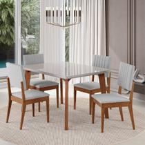 Conjunto Sala de Jantar Mesa 120cm com Tampo de Vidro Dubai com 4 Cadeiras Milão Madetal
