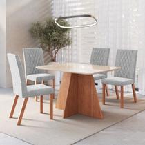 Conjunto Sala de Jantar Mesa 120cm com Tampo de Vidro Liz com 4 Cadeiras em Madeira Maciça Luana Móveis Zamarchi Conjunto Sala de Jantar Mesa 120cm com Tampo de Vidro Liz com 4 Cadeiras em Madeira Maciça Luana Móveis Zamarchi