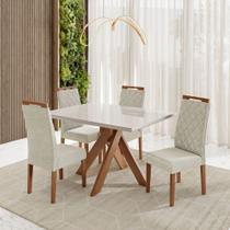 Conjunto Sala de Jantar Mesa 120cm com Tampo de Vidro Mônaco com 4 Cadeiras Delta Madetal Conjunto Sala de Jantar Mesa 120cm com Tampo de Vidro Mônaco com 4 Cadeiras Delta Madetal