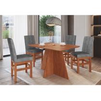 Conjunto Sala de Jantar Mesa 120cm e 4 cadeiras em Madeira Maciça 150/14 Zamarchi