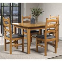 Conjunto Sala de Jantar Mesa 120cm e 4 Cadeiras Estofadas 100% Madeira Maciça Napoli Espresso Móveis Conjunto Sala de Jantar Mesa 120cm e 4 Cadeiras Estofadas 100% Madeira Maciça Napoli Espresso Móveis