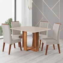 Conjunto Sala de Jantar Mesa 120cm Moscato e 4 Cadeiras Cristal Viero Conjunto Sala de Jantar Mesa 120cm Moscato e 4 Cadeiras Cristal Viero